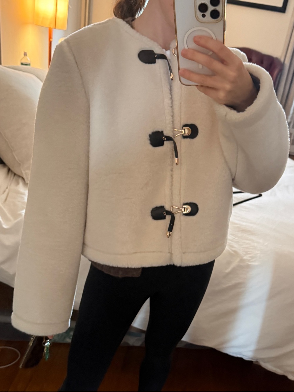 Ivory shearling Zara jacket